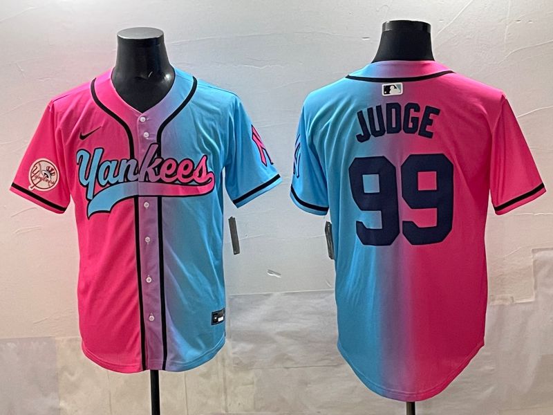 Men New York Yankees #99 Judge Blue pink Game 2025 Nike MLB Jersey style 006